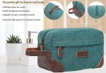 Wogarl Toiletry Bag for Men, Leather and Canvas Travel Toiletry Bag Dopp Kit Shaving Bag for Travel Accessories (Army Green) - Image 6